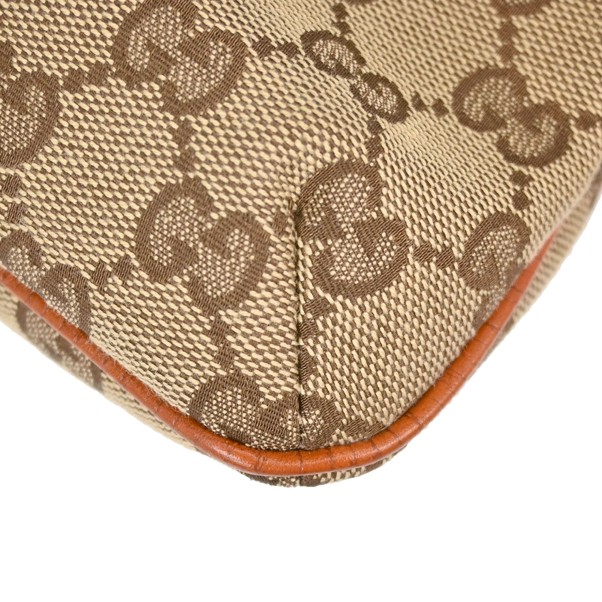 Gucci Beige Orange Canvas Sherry Line GG Handbag