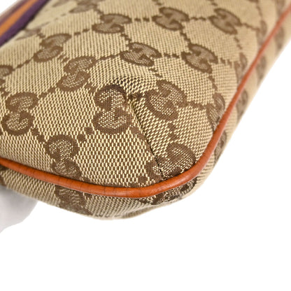 Gucci Beige Orange Canvas Sherry Line GG Handbag