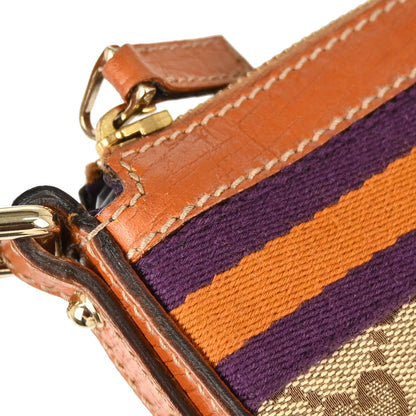 Gucci Beige Orange Canvas Sherry Line GG Handbag
