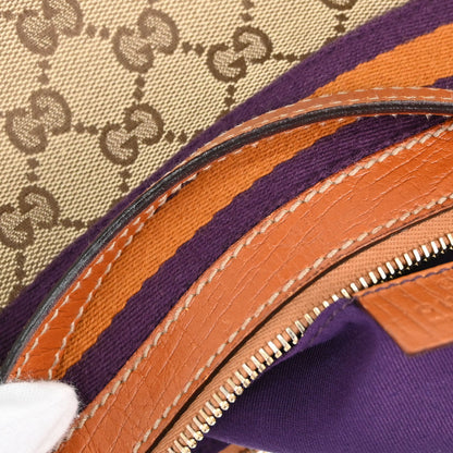 Gucci Beige Orange Canvas Sherry Line GG Handbag