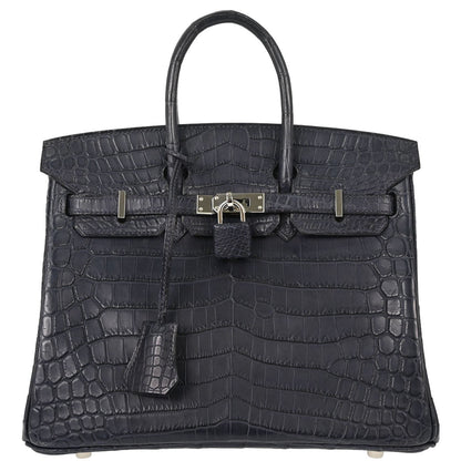 Hermes * Blue Indigo Matt Niloticus Birkin 25 Handbag