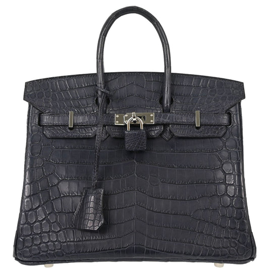 Hermes * Blue Indigo Matt Niloticus Birkin 25 Handbag