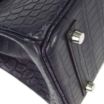 Hermes * Blue Indigo Matt Niloticus Birkin 25 Handbag