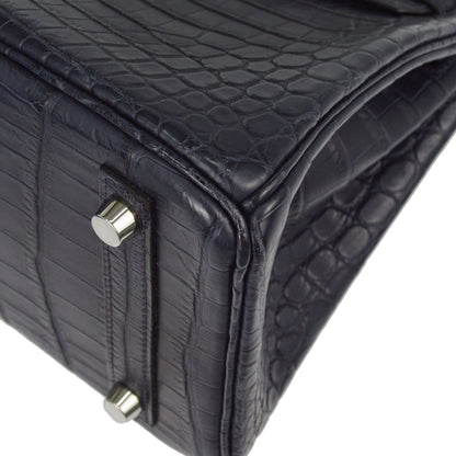 Hermes * Blue Indigo Matt Niloticus Birkin 25 Handbag