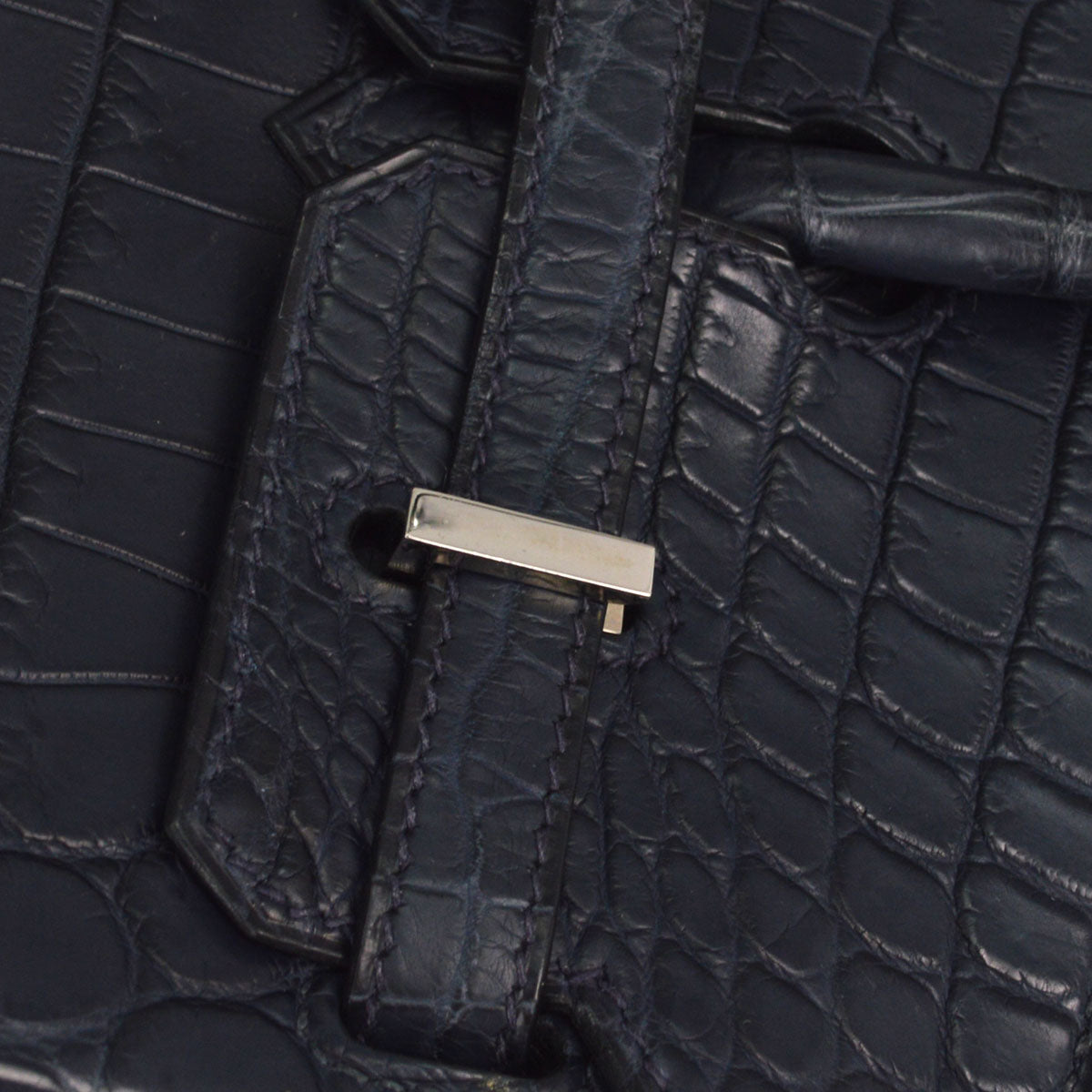 Hermes * Blue Indigo Matt Niloticus Birkin 25 Handbag