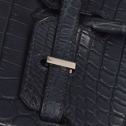 Hermes * Blue Indigo Matt Niloticus Birkin 25 Handbag