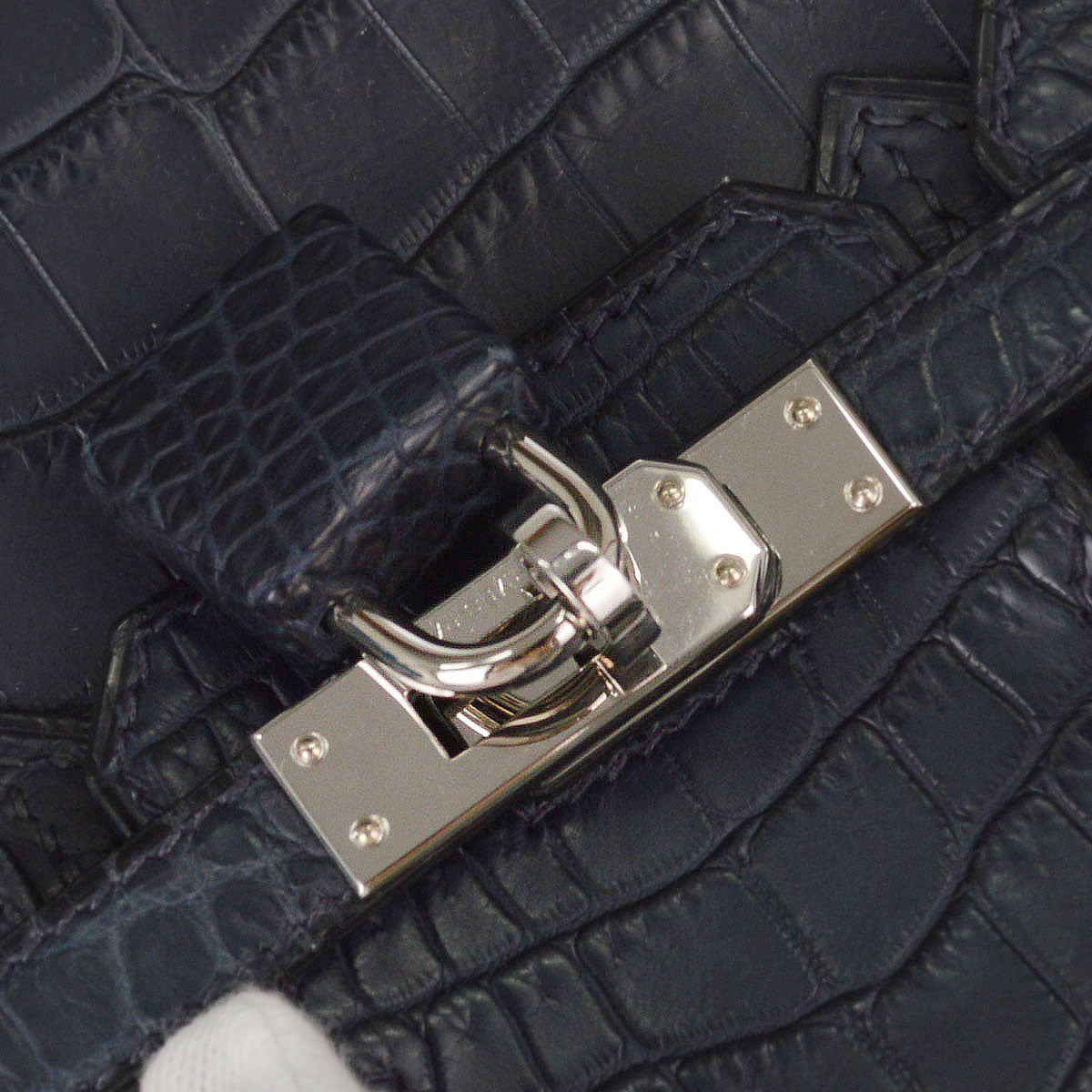 Hermes * Blue Indigo Matt Niloticus Birkin 25 Handbag