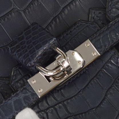 Hermes * Blue Indigo Matt Niloticus Birkin 25 Handbag