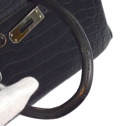 Hermes * Blue Indigo Matt Niloticus Birkin 25 Handbag