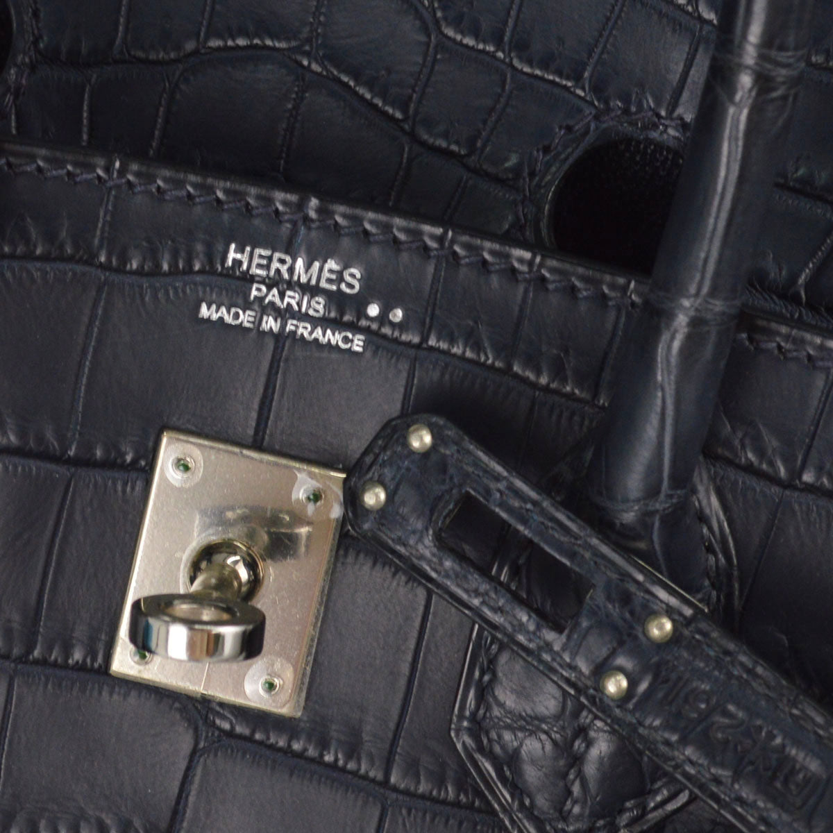 Hermes * Blue Indigo Matt Niloticus Birkin 25 Handbag