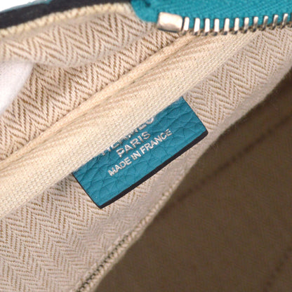 Hermes Blue Izmir Taurillon Clemence Victoria II 35 Handbag