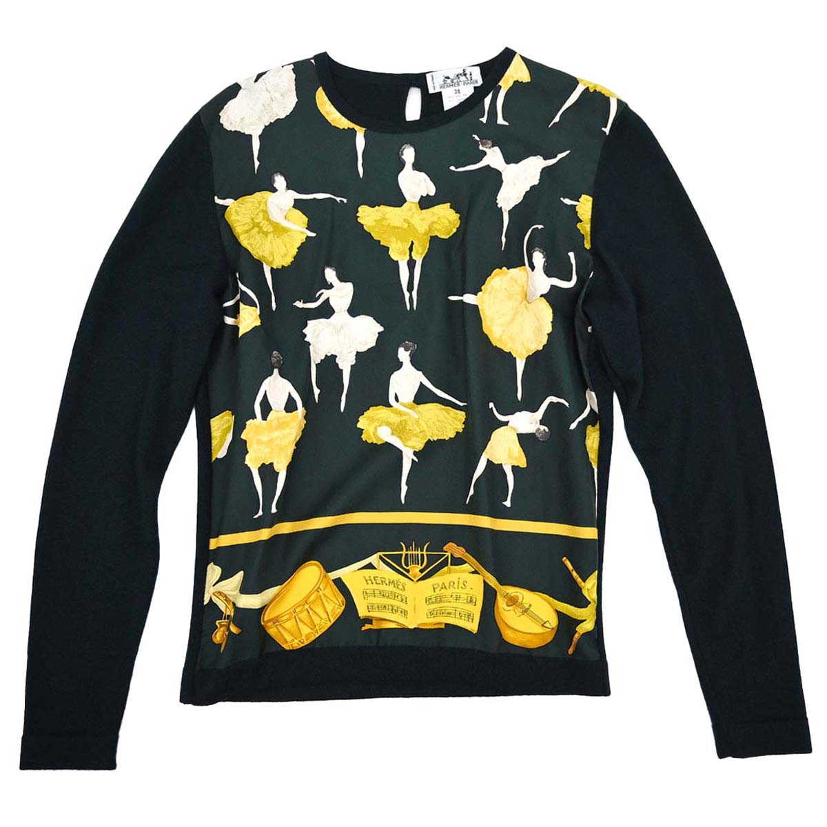 Hermes Long Sleeve Top La Danse Dark Green #38