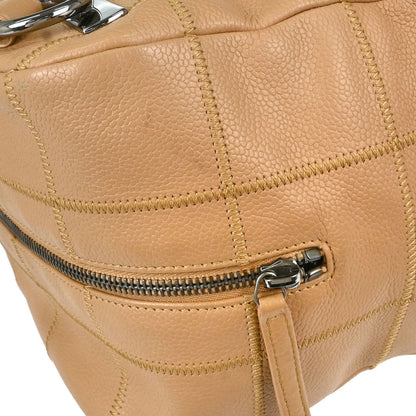 Chanel 2004-2005 Beige Caviar Skin Wild Stitch Choco Bar Handbag