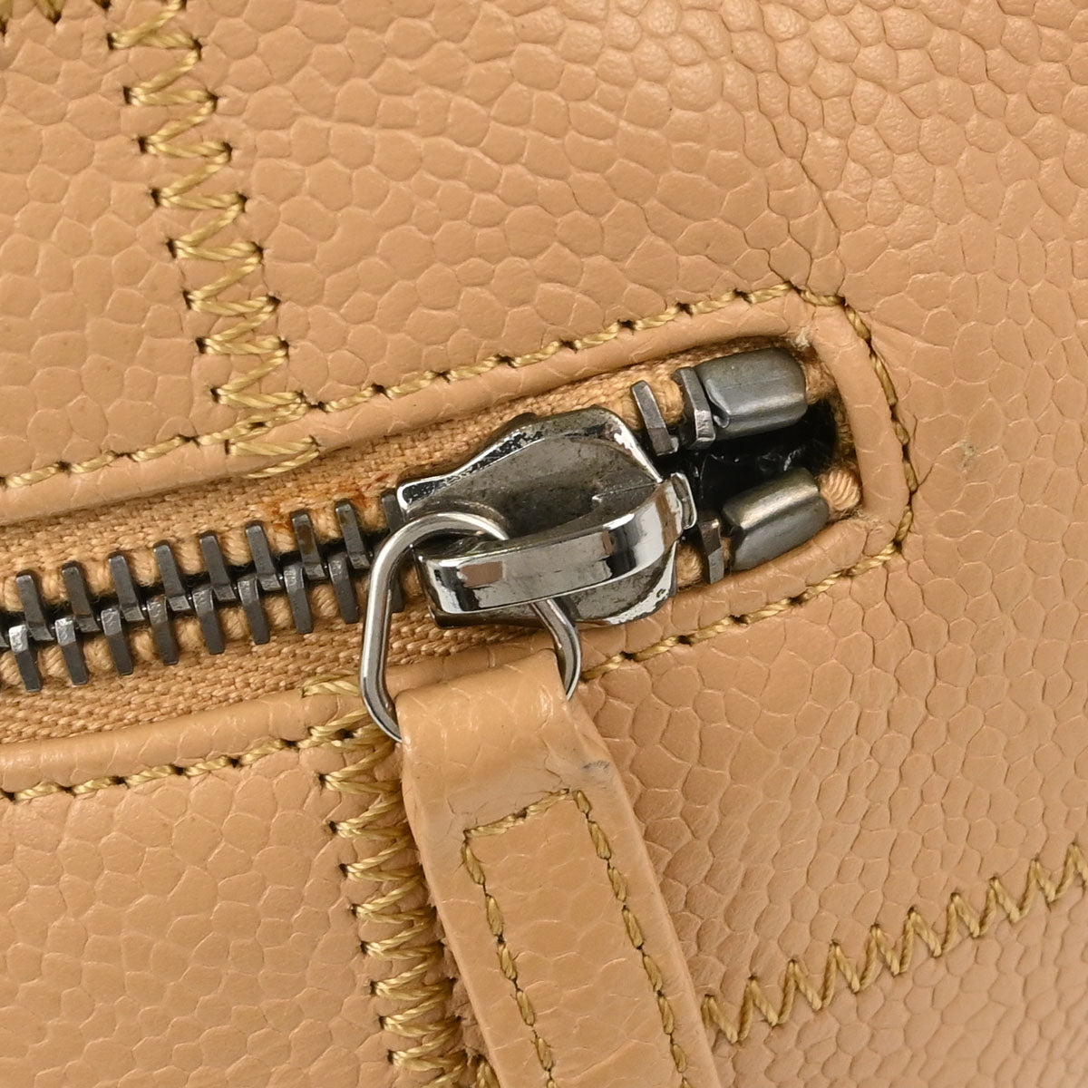 Chanel 2004-2005 Beige Caviar Skin Wild Stitch Choco Bar Handbag