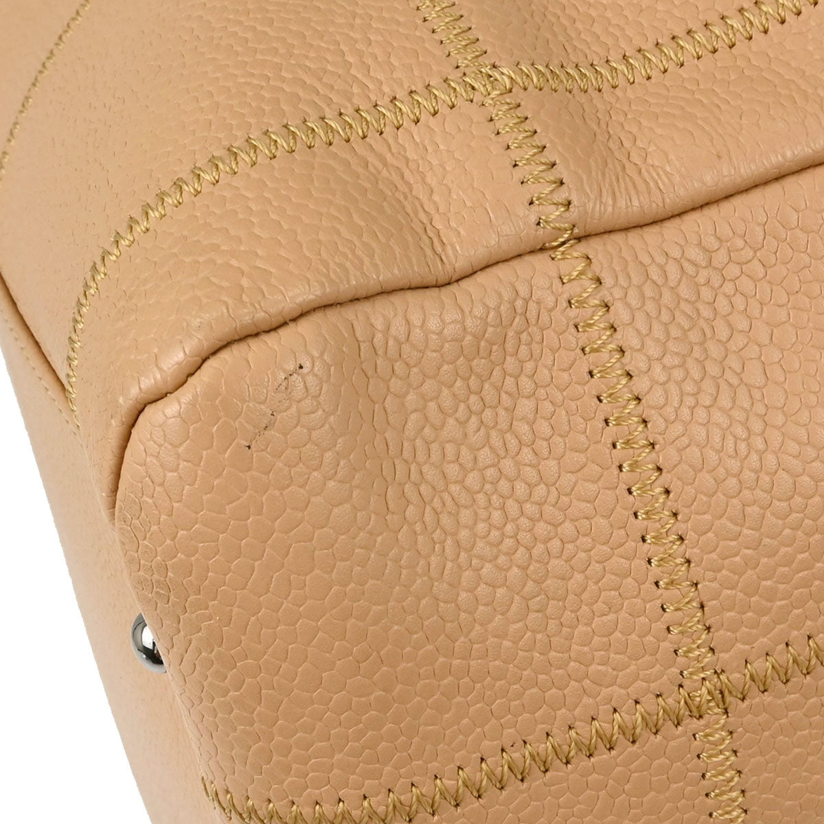 Chanel 2004-2005 Beige Caviar Skin Wild Stitch Choco Bar Handbag