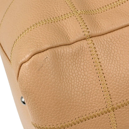 Chanel 2004-2005 Beige Caviar Skin Wild Stitch Choco Bar Handbag