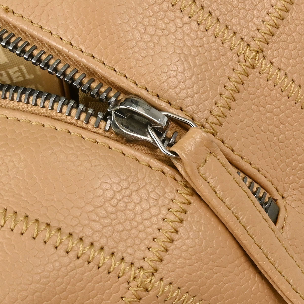 Chanel 2004-2005 Beige Caviar Skin Wild Stitch Choco Bar Handbag