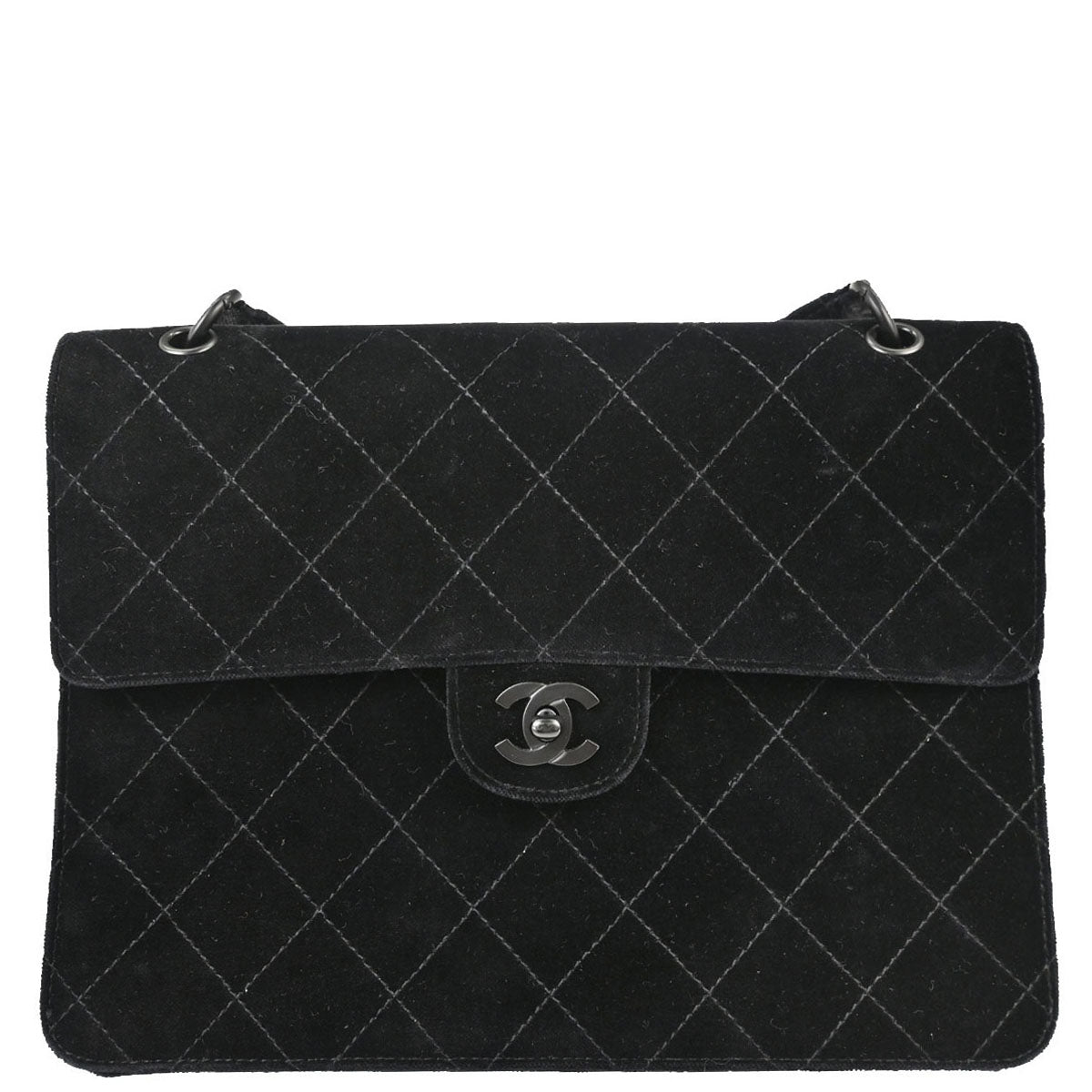 Chanel 1997-1999 Black Velvet Shoulder Bag
