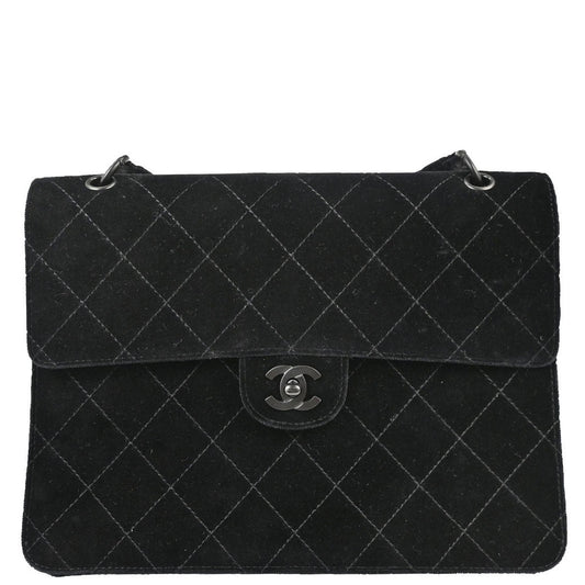Chanel 1997-1999 Black Velvet Shoulder Bag