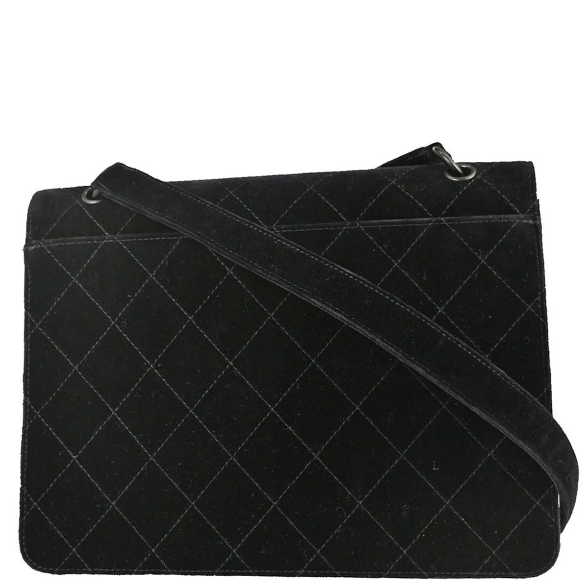 Chanel 1997-1999 Black Velvet Shoulder Bag