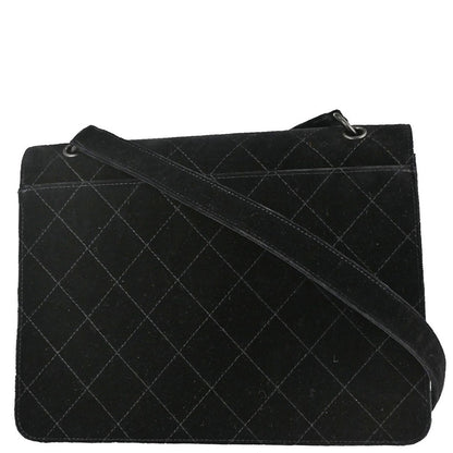 Chanel 1997-1999 Black Velvet Shoulder Bag