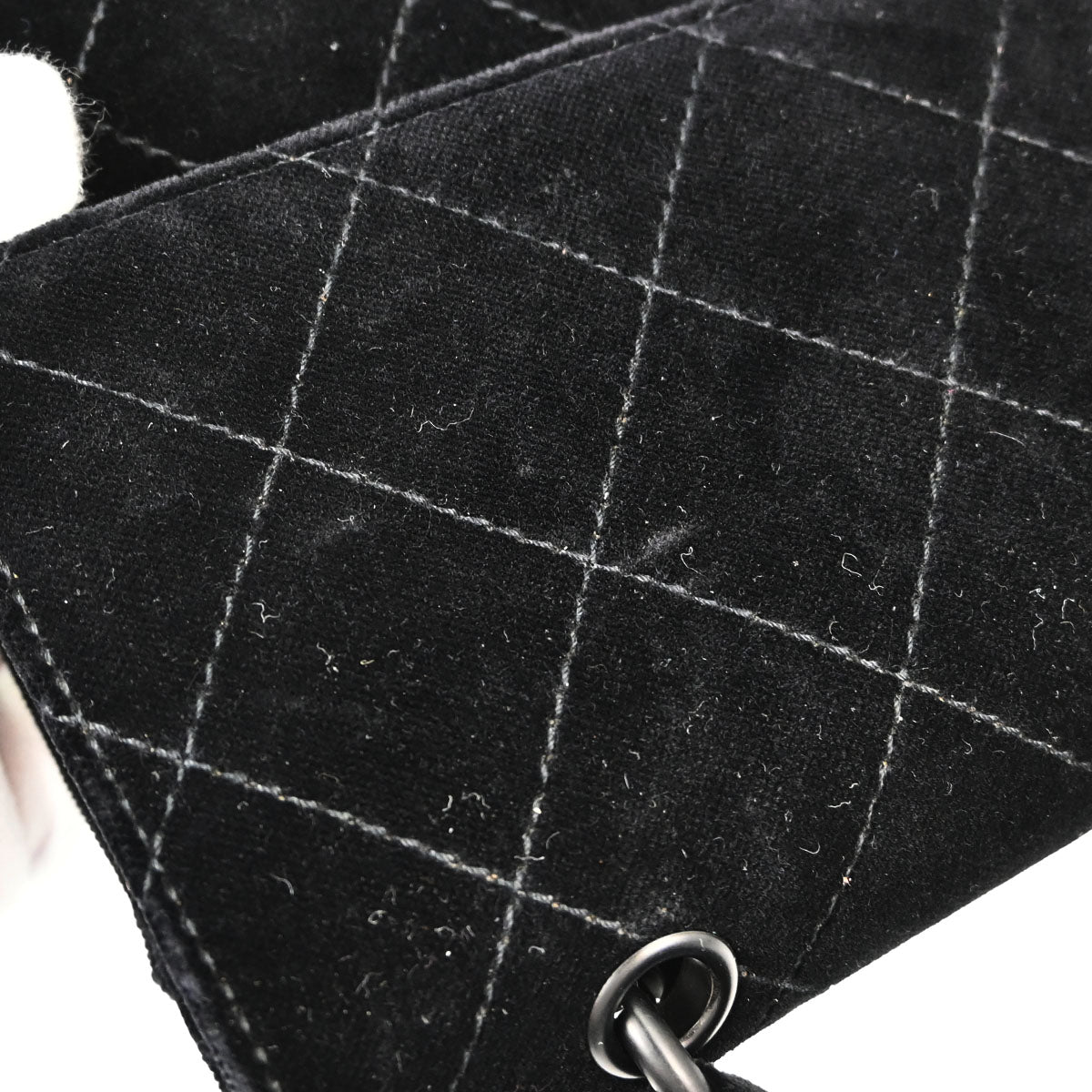 Chanel 1997-1999 Black Velvet Shoulder Bag