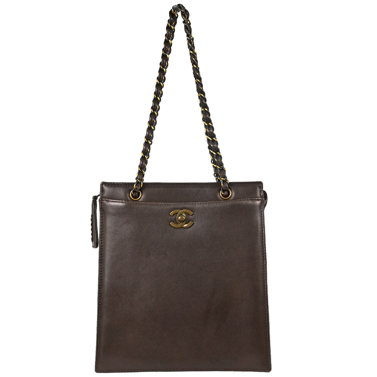 Chanel Brown Calfskin Tote Handbag