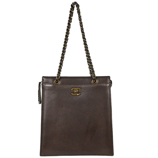 Chanel 1997-1999 Brown Calfskin Tote Handbag