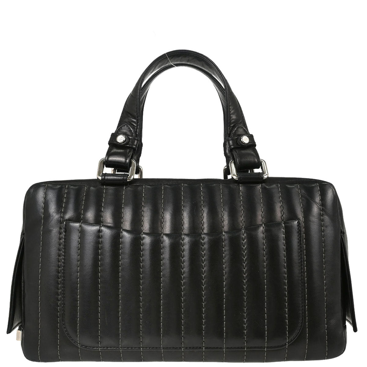 Chanel 2005-2006 Black Lambskin Mademoiselle Bowler Bag Handbag