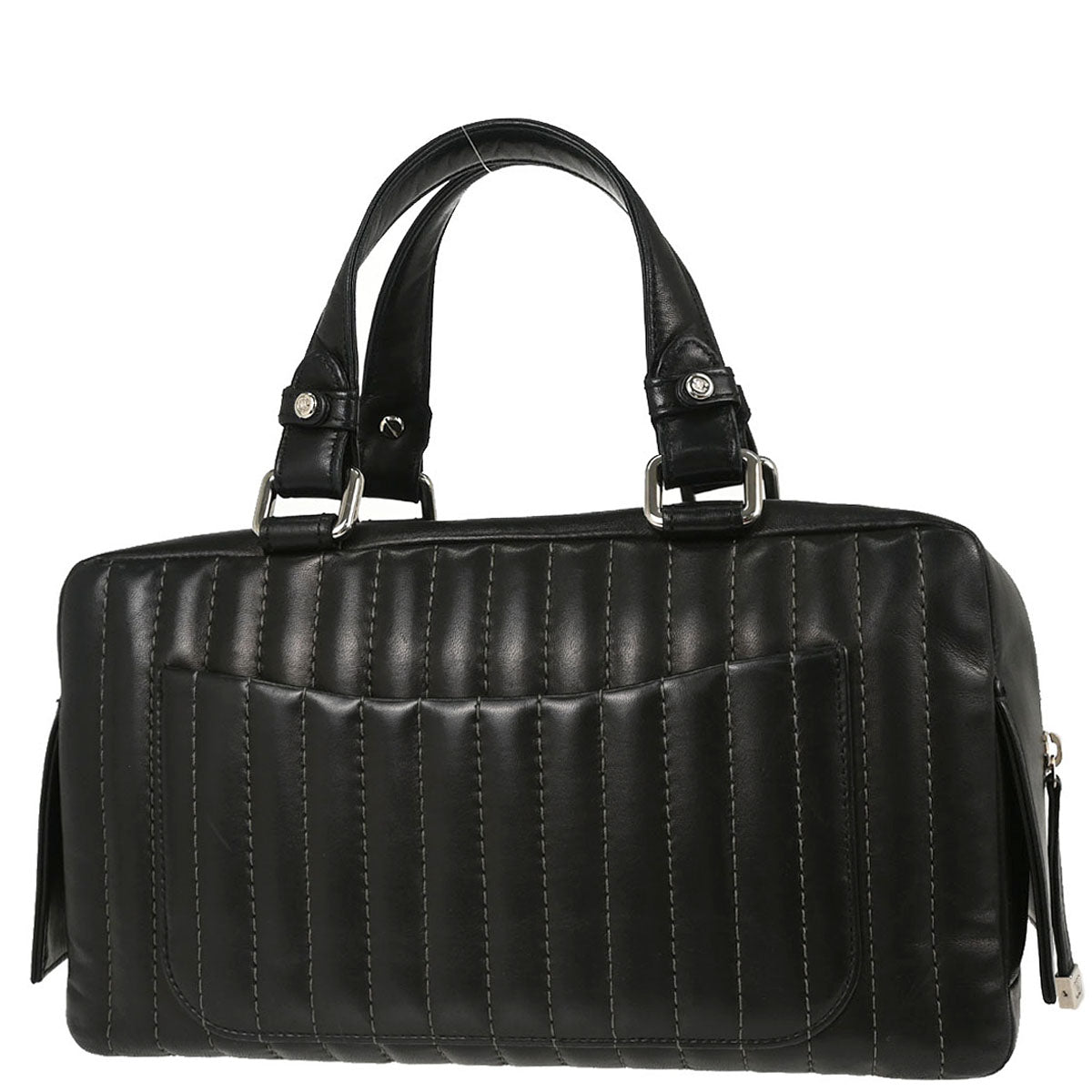 Chanel 2005-2006 Black Lambskin Mademoiselle Bowler Bag Handbag