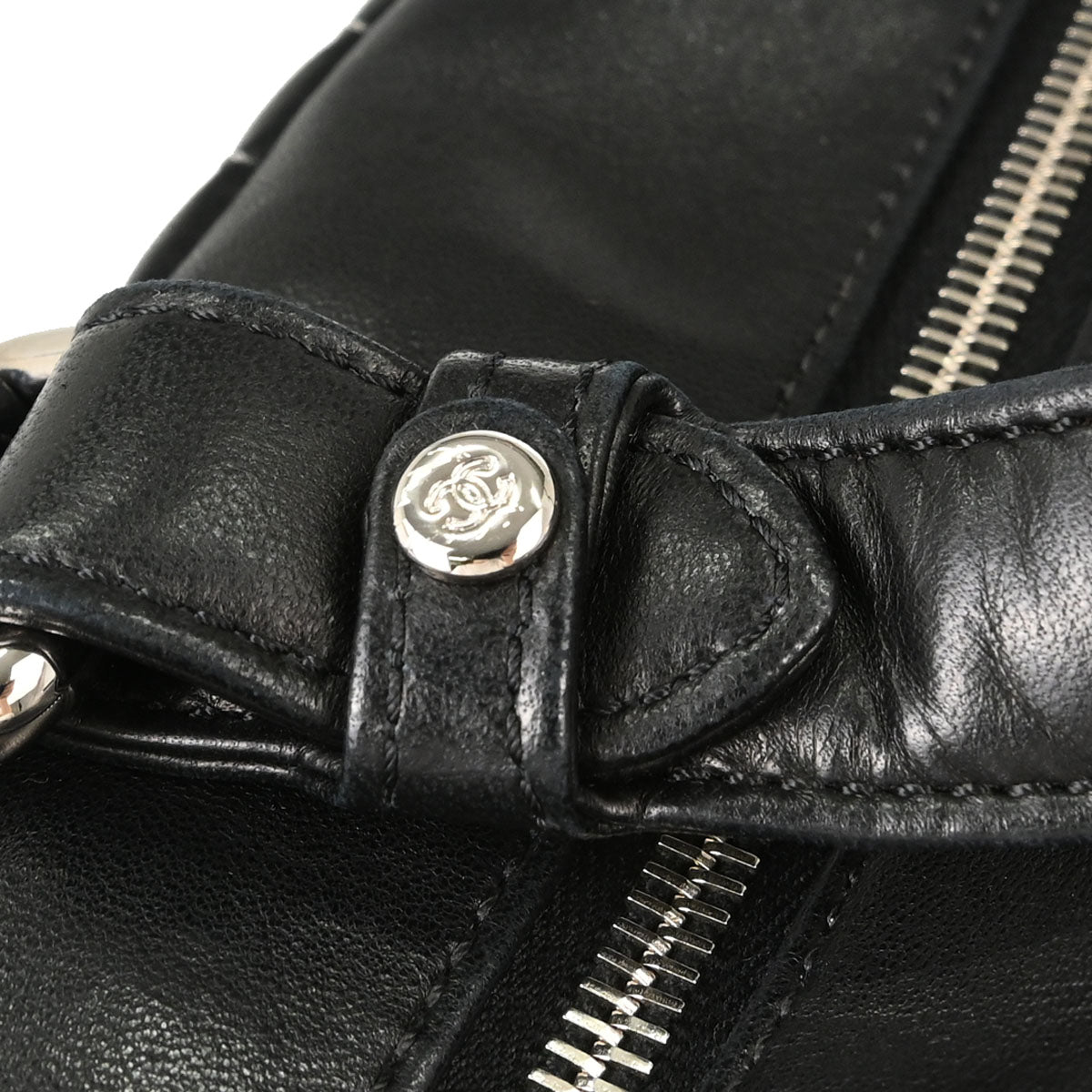 Chanel 2005-2006 Black Lambskin Mademoiselle Bowler Bag Handbag
