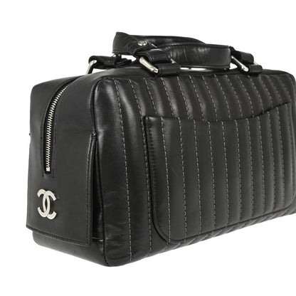 Chanel 2005-2006 Black Lambskin Mademoiselle Bowler Bag Handbag