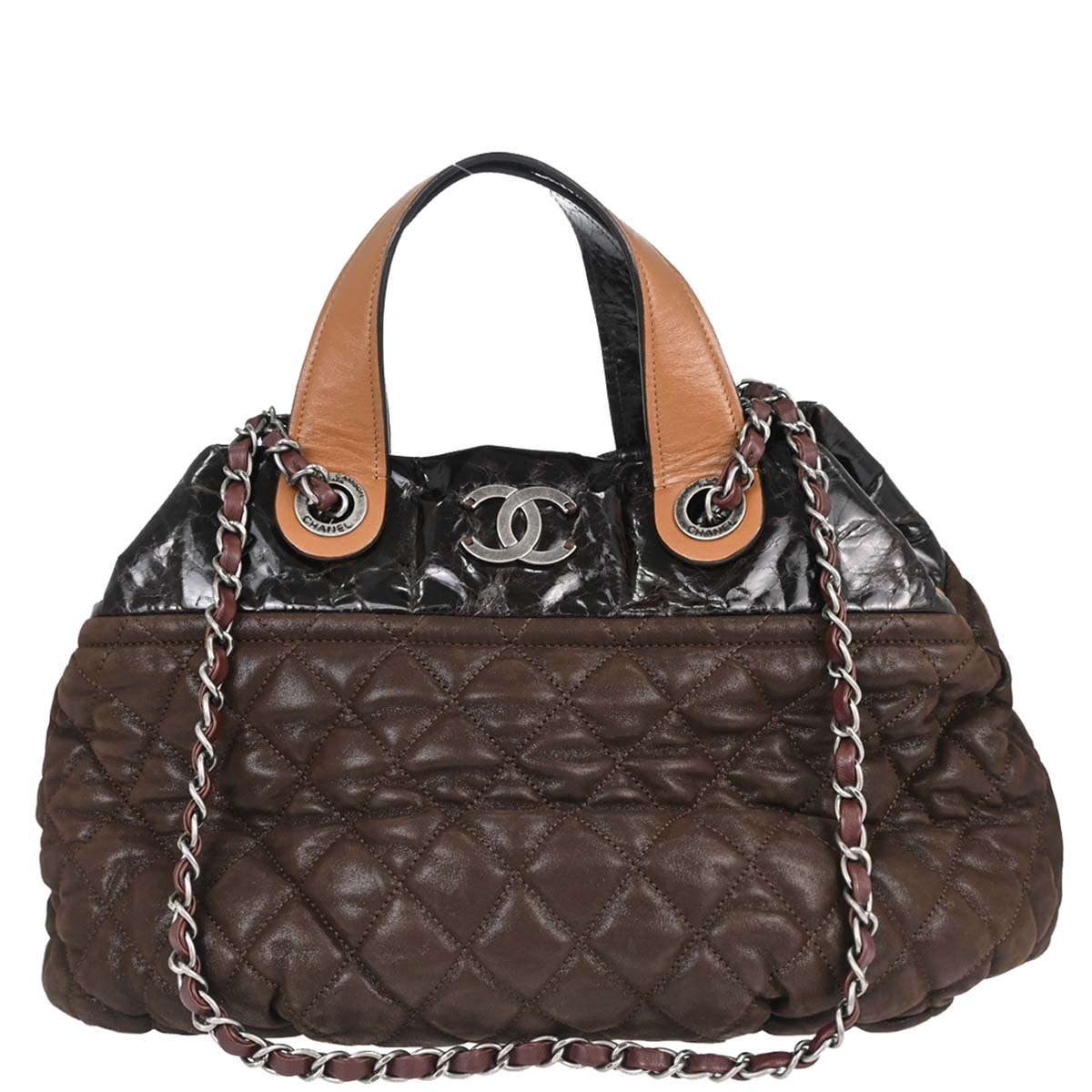 Chanel Brown Calfskin In-The-Mix 2way Tote Handbag