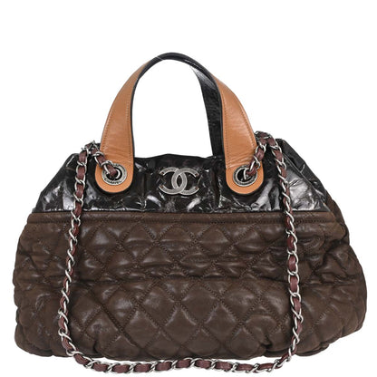 Chanel Brown Calfskin In-The-Mix 2way Tote Handbag