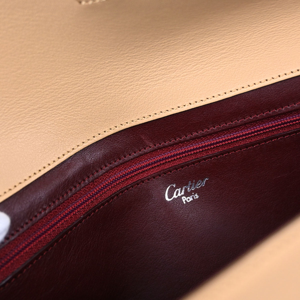 Cartier Beige Leather Cabochon Handbag