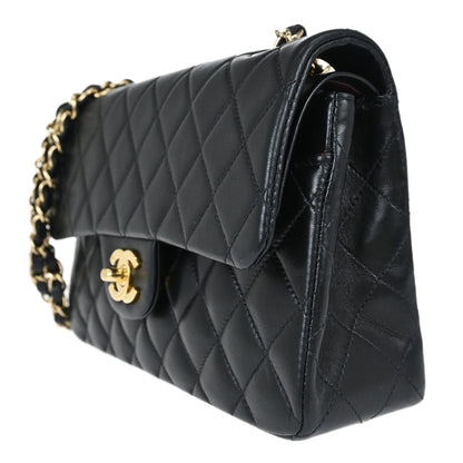 Chanel Black Lambskin Small Double Flap Shoulder Bag
