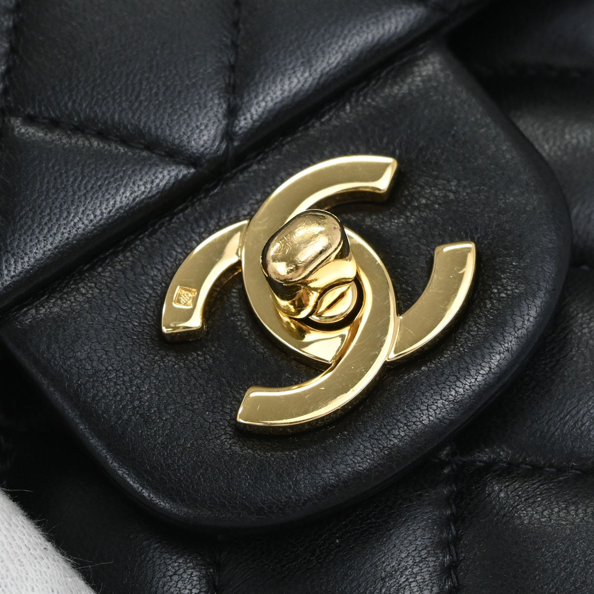 Chanel Black Lambskin Small Double Flap Shoulder Bag