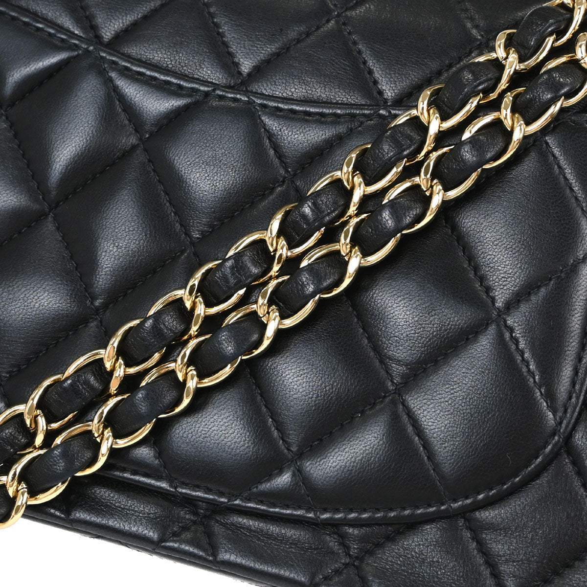 Chanel Black Lambskin Small Double Flap Shoulder Bag