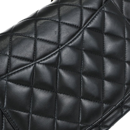 Chanel Black Lambskin Small Double Flap Shoulder Bag