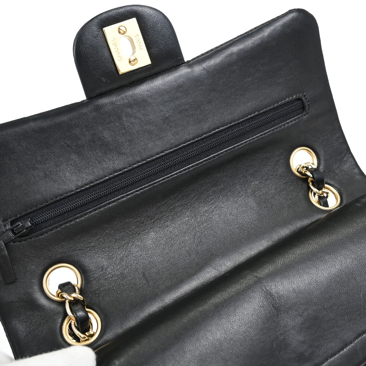 Chanel Black Lambskin Small Double Flap Shoulder Bag