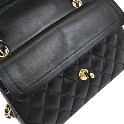 Chanel Black Lambskin Small Double Flap Shoulder Bag