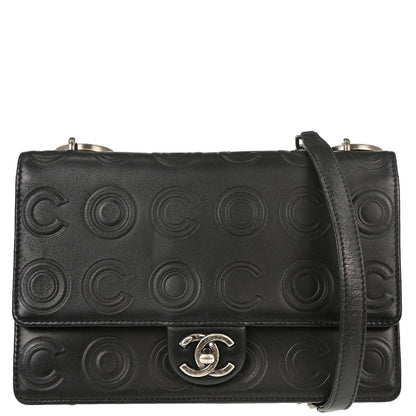 Chanel 2019 Black Embossed Calfskin Coco Shoulder Bag