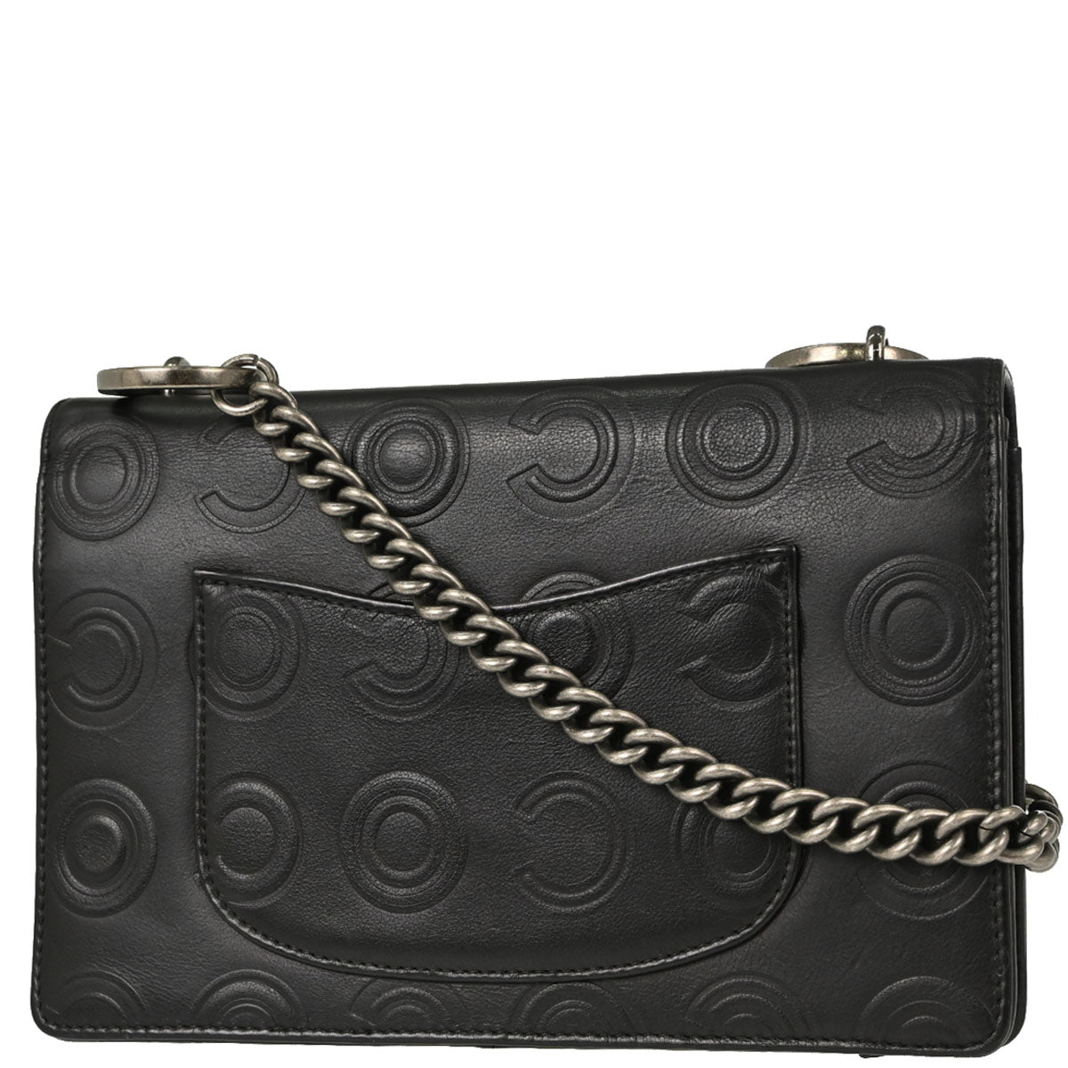 Chanel 2019 Black Embossed Calfskin Coco Shoulder Bag