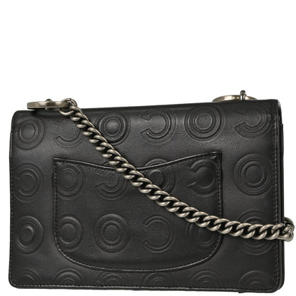 Chanel 2019 Black Embossed Calfskin Coco Shoulder Bag