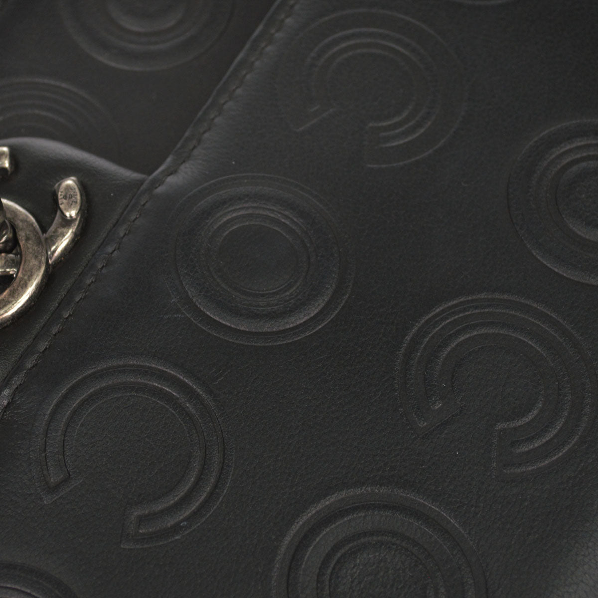 Chanel 2019 Black Embossed Calfskin Coco Shoulder Bag