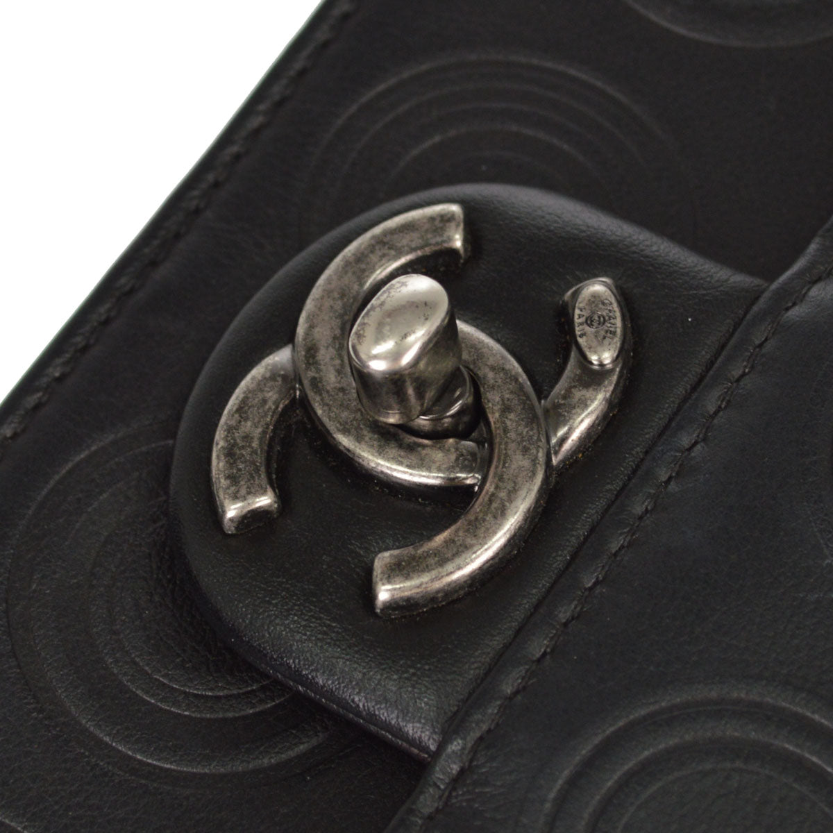 Chanel 2019 Black Embossed Calfskin Coco Shoulder Bag