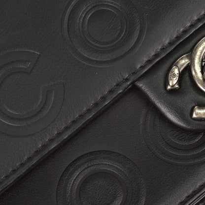 Chanel 2019 Black Embossed Calfskin Coco Shoulder Bag