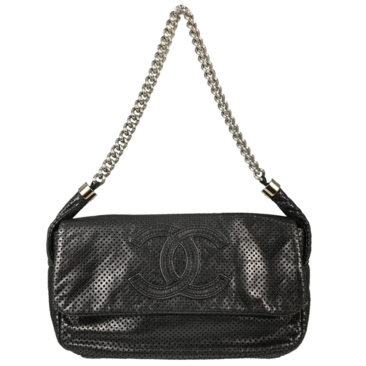 Chanel 2008-2009 Dark Gray Perforated Lambskin Rodeo Drive Shoulder Bag