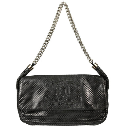 Chanel 2008-2009 Dark Gray Perforated Lambskin Rodeo Drive Shoulder Bag