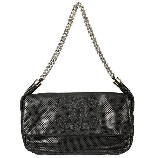 Chanel 2008-2009 Dark Gray Perforated Lambskin Rodeo Drive Shoulder Bag